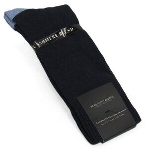 SAKS FIFTH AVENUE Men's Dress Socks Cashmere Blend Navy Made in Italy One Size